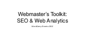 Webmaster's Toolkit - SEO & Analytics